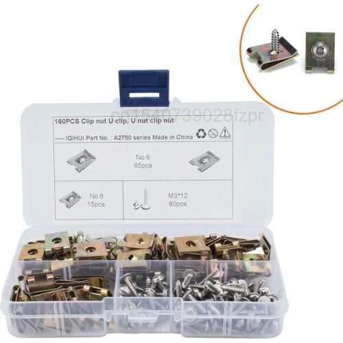 Auto Parts Color Zinc Plated U-shaped Reed Nut Set Manganese Steel Nut with M3 * 12 Stainless Steel Screw