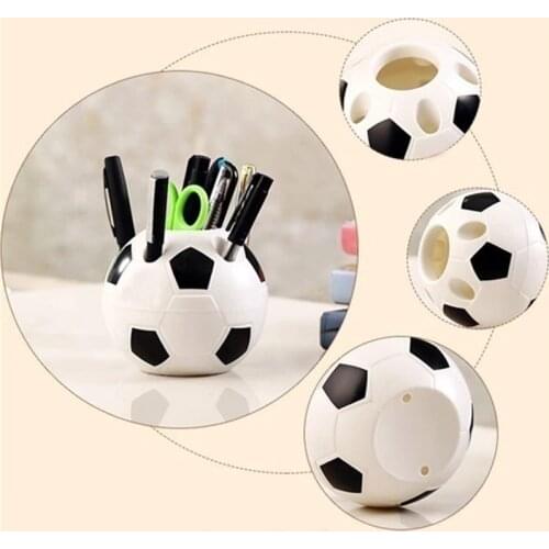 Soccer Shape Pen Pencil Holder Football Style Toothbrush Holder Desktop Organizer Container Table Decor For Kids Students Gifts