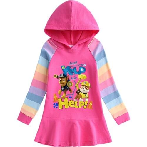 Autumn Girls Kids PAW PATROL Dress Hoodies Christmas Long Sleeve Skirt Costume Party Sweatshirts Birthday Children Clothing