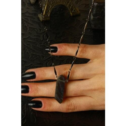 Dr Stone Natural Stone WOMEN labradorite Pendant brass 121 AR38