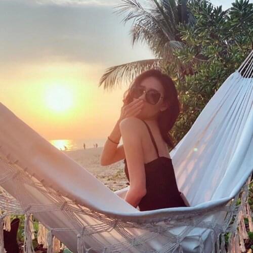 200*150CM Double Garden Swing Hammock Hanging Chair Macrame Luxury Comfortable Foldable Hammock Swing Net Chair For Children