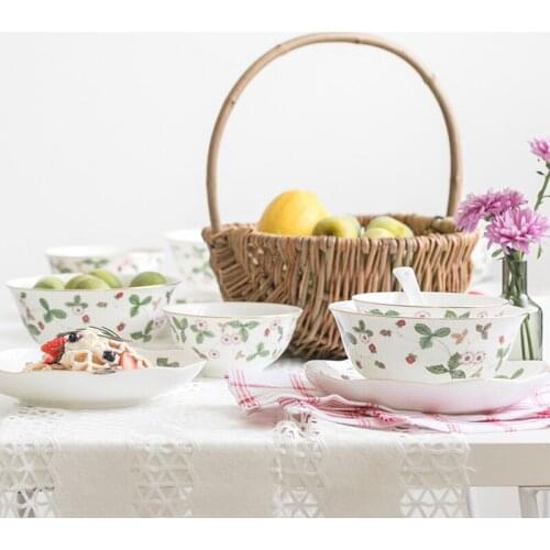 EECAMAIL European Bone China Bowl Single Household Set Dish Plate Ceramic Set Tableware Creative Ins Breakfast Porcelain