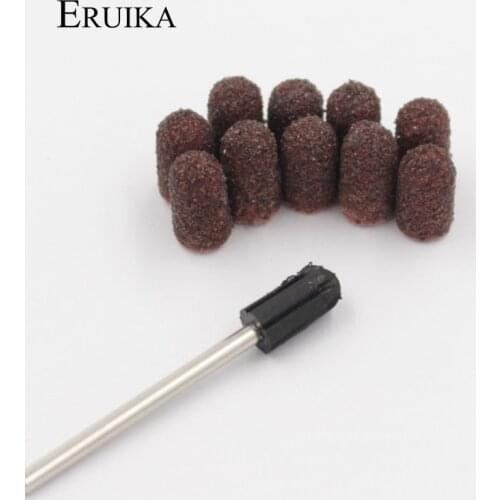 ERUIKA 10pcs 5*11mm Sanding Bands Block Caps Rubber Mandrel Grip Nail Drill Tools Electric Nail Bit Accessories Nail File