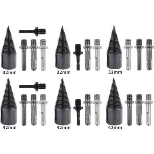 Shank Screw Splitting Cone Twist Firewood Drill Bit Set Wood Split