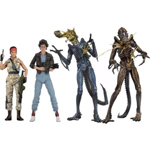 NECA Aliens vs Predator Private LT.Ellen Ripley Bomber Jacket Xenomorph Warrior Battle Damaged Action Figure Toy 7inch 18cm
