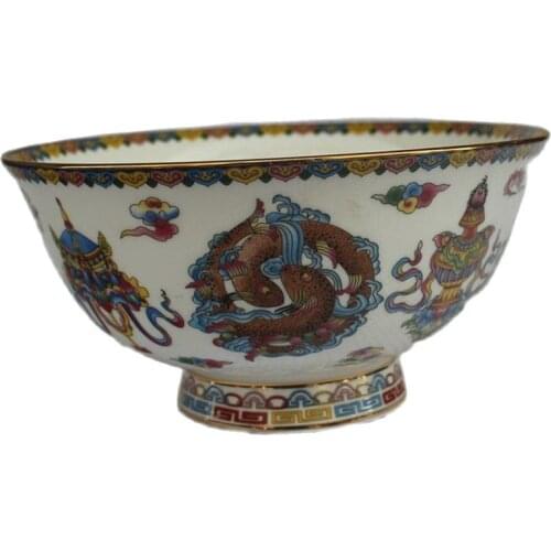 Chinese old porcelain Pastel glaze Fish grain Map Chinese meal bowl