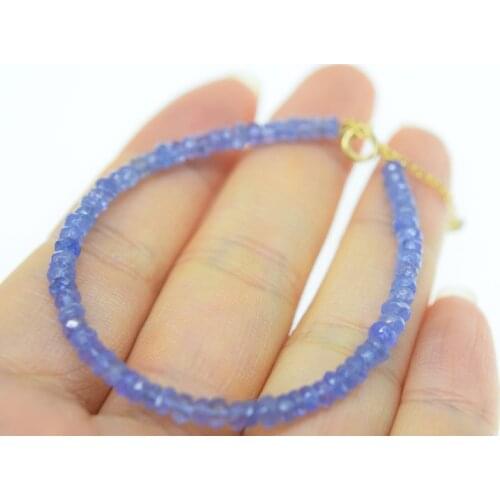 Tanzanite roundel faceted 3-3.5mm 7.5inch FPPJ bracelet wholesale beads nature