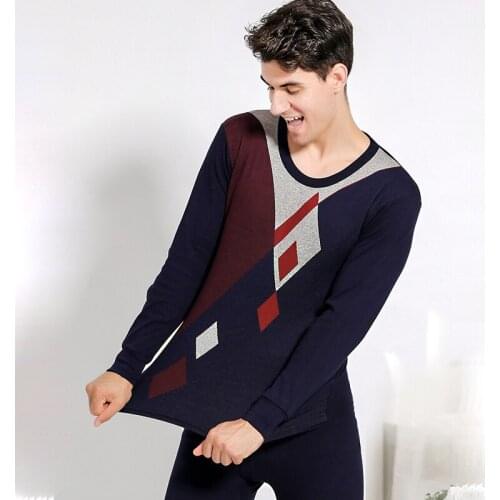 Men Thermal Underwear Set Male High Quality Jacquard Fabric Winter Cotton Thermal Underwear Clothing Men Long Johns