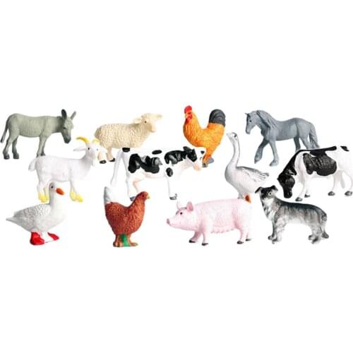 12pcs Mini Realistic Farm Animal Figurines Action Figure for Collection, Sheep, , Horse, Pig, Chicken
