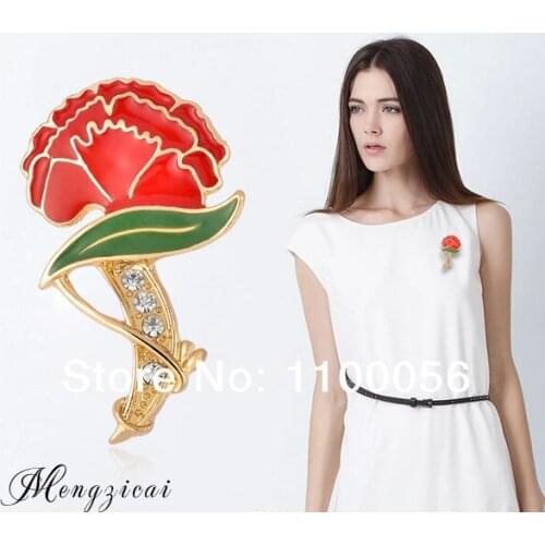 Min Order $10!! Free Shipping Decorative Rhinestone Garment Jewelry 2019 Best Mum Crystal Carnation Brooches Pin X1479
