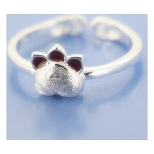 Fashion Sweet Animal 925 Sterling Silver Jewelry Popular Personality Cute Cat Claw Opening Creative Rings SR116