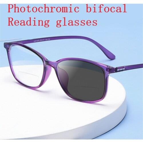 Brand Multifocal Lens Round Reading Glasses Men Presbyopia Hyperopia Bifocal Glasses Sun Photochromic Bifocals Eyeglasses NX