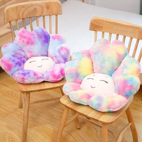 Squishy Elastic Colorful Flower Seat Cushion Plush Plant Pillow Pink Yellow Chair Sofa Indoor Floor Decor