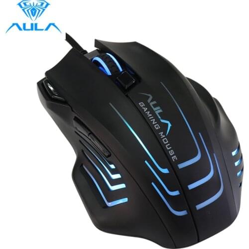 AULA S18 Wired Backlit Gaming Mouse Programming 4000 DPI Adjustable 7 Buttons Optical USB Mouse with Fire Keys for FPS Gamer