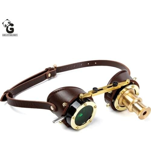 Steam Punk Glasses Magnifier Microscope Steampunk Accessory Goggles Metal Eyewear Halloween Cosplay Prop Party Glasses Carnival