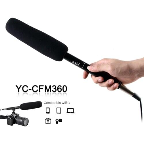 YC-CFM360 3.5mm Professional Aluminium Alloy Camera Video Interview Microphone for Canon/Sony/Nikon/LUMIX/Olympus camcorder