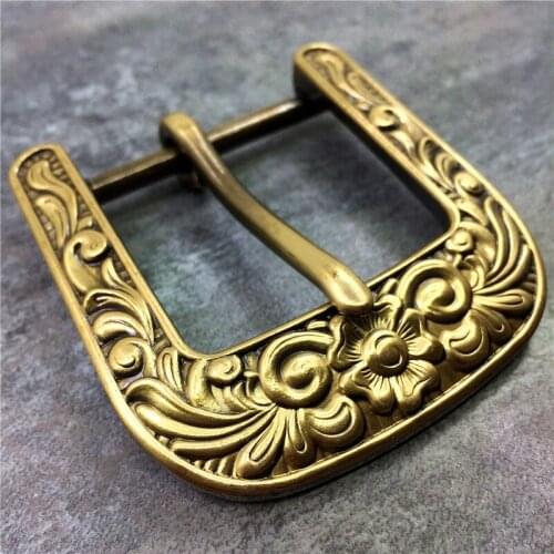 High Quality Craved Brass Belt Buckles Arabesque Belt Buckle For Men Thick Leather Belt Solid Brass Belt Pin Buckle BK0118