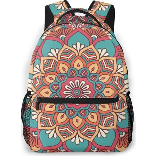 2021 OLN Travel Backpacks Mandala Lotus Girl Backpack For Women Large Capacity School Bag For Teenage