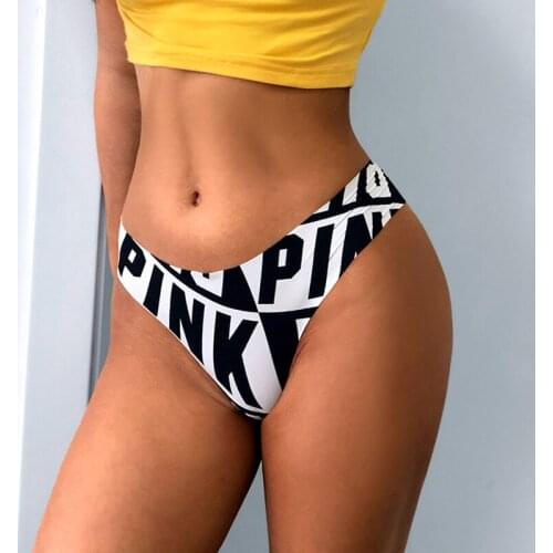 Sexy G-string Women Underwear Panties PINK Letter Thongs Seamless Briefs Soft Heart Lingerie Low Waist Lady Erotic Girls Thong
