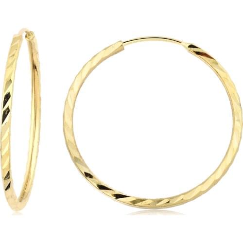 14k Pen Hoop Earrings Yellow (3. Model 4. Size) W4E35041