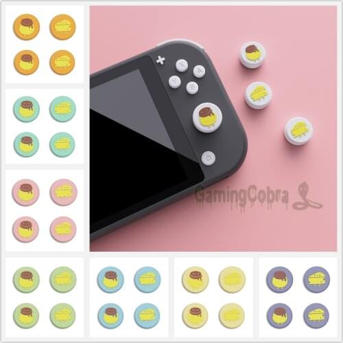 PlayVital Cheese & Pudding Cute Silicone Analog Cover Thumb Grip Caps for NS Switch Lite Joy-Con Controller
