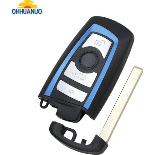 4 Buttons Replacement Smart Key Shell For BMW CAS4 F 3 5 7 Series E90 E92 E93 X5 F10 F20 F30 F40 -Blue