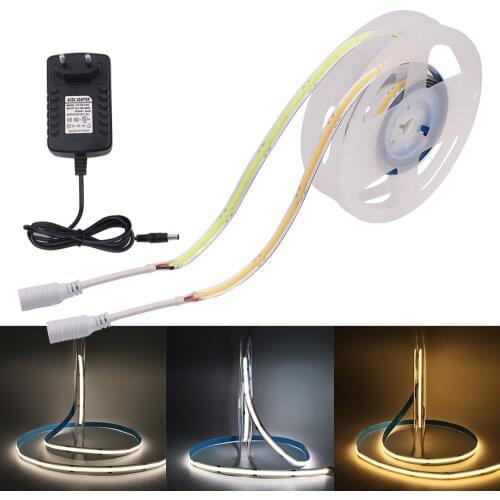 LED Strip Light DC12V Flexible COB Led Light Strips 384/528Leds/m Not Waterproof Led Tape 0.5m 1m 2m 3m 4m 5m Linear Ribbon