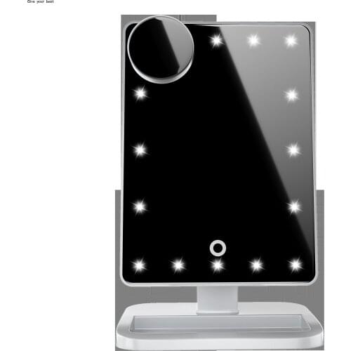 LED Drehbare Bluetooth Betrieben Make-Up Spiegel 10X enlarge USB 20 LED Touch Screen Musik Kosmetische Eitelkeit Spiegel