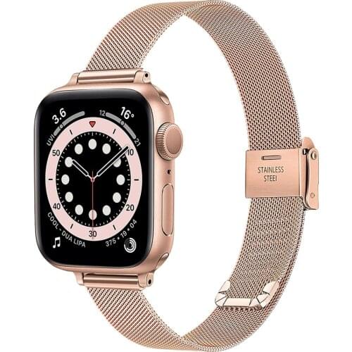 Slim strap for apple watch 40mm 44mm band SE 6 5 4 3 38mm 42mm strap Milanese loop thin bracelet for iwatch women girls bands