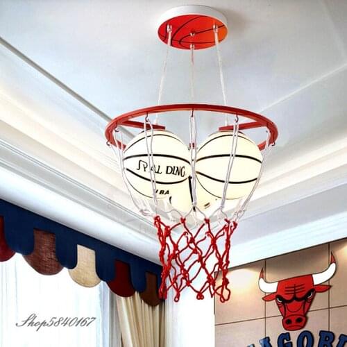 Creative Basketball Pendant Lights Glass Ball Light Fixtures for Children Bedroom Lamps Pendant Hanging Light Living Room Decor