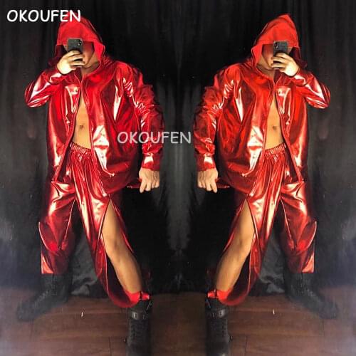 Bar ds male and female singer mirror red hip hop national tide baseball uniform costume Party show dance show clothing set