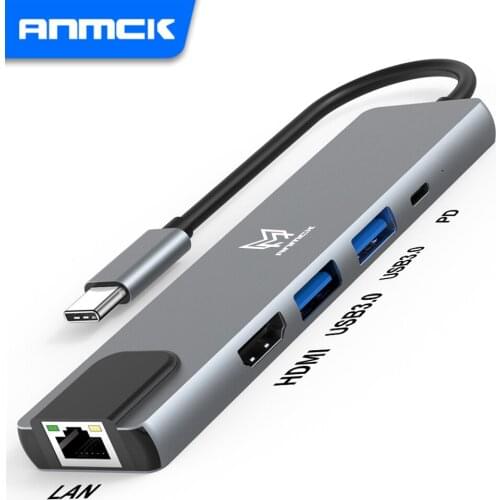 Anmck Usb C Hub Support PD Power Charging HDMI Splitter For Computer Accessories USB 5 Ports 2.0/3.0 Hub For Laptops Mac Pro PC