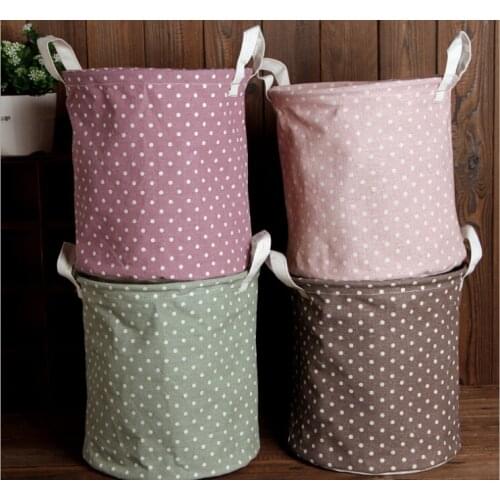 Bohimian Style storage bucket Mix Color Spot linen storage bag Waterproof desk organizer Foldable laundry bag