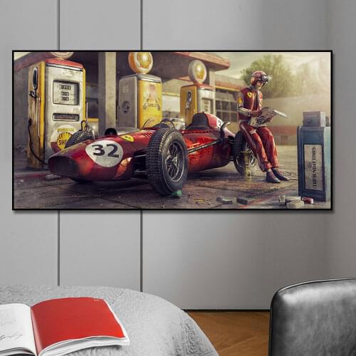 Gas Station F1 Car Poster Print On Canvas Painting Nordic Poster Wall Art Picture For Living Noom Home Decoration