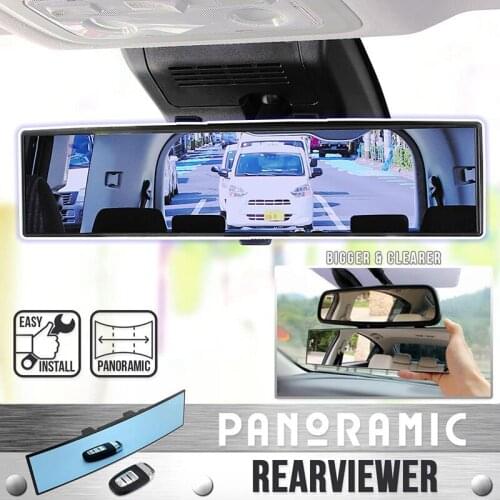 Panoramic Rear Viewer with Curve Surface 300mm Large Vision Anti-glare Car Rearview Mirror Easy Installation for Vehicle F-Best
