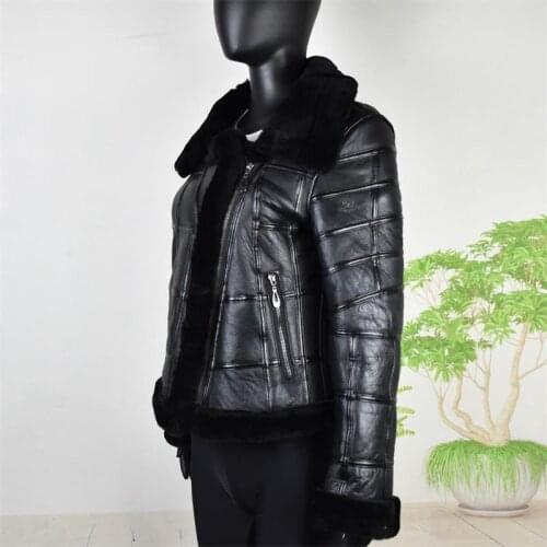 Real Sheep Skin Fur Splicing Winter Tops Warm Leather Coat Women Vest New Fashion Motorcycle Clothing Sheepskin Crop top