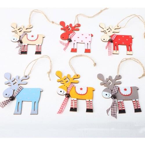 1PC Wooden Christmas Hanging Ornaments Pendant Christmas Wood Ornament Wooden Reindeer for DIY Crafts Xmas Tree Hanging Ornament