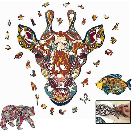2021 New Wooden Jigsaw Puzzle Christmas Gift For Adults Children Crafts Animal Shaped Wood DIY