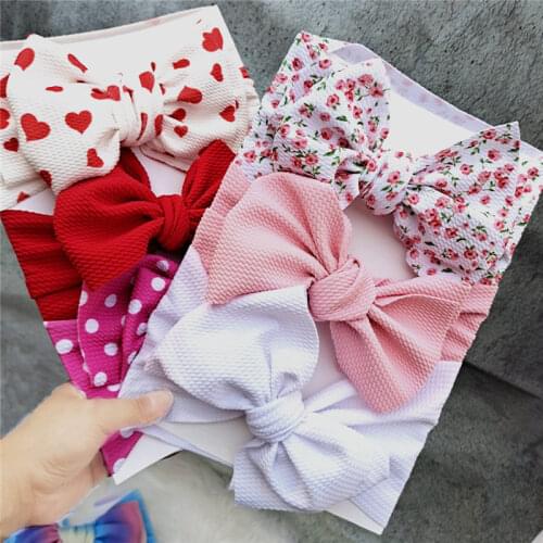 3pcs Nylon Baby Girl Headband Big Bow Knot Over Sized Baby Turban Newborn Head Band Large Hair Bows