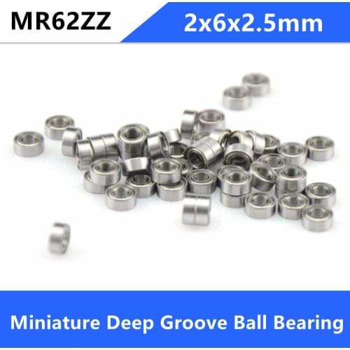 Free shipping 50/100pcs MR62ZZ miniature ball bearing MR62Z MR62 shielded deep groove ball bearings 2x6x2.5 mm