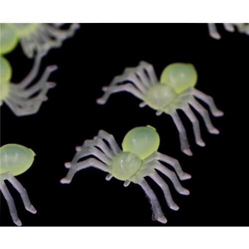 50PCS Halloween Spider Night Glow Realistic Plastic Scary Light Spider for Party Haunted House