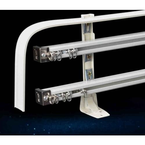 Aluminum Alloy Silent Durable Triple Curtain Track Ceiling Side Installation Accessories Customize Size