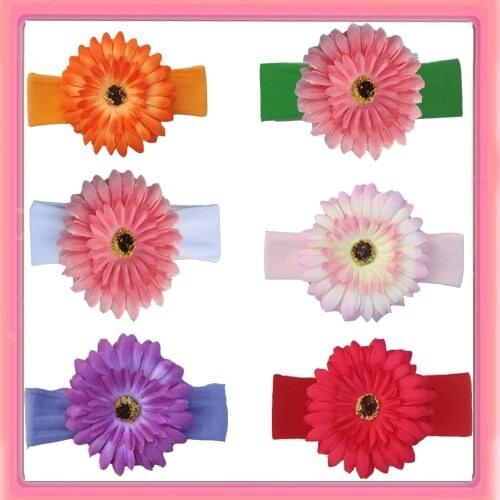 Free Shipping!18PCS/LOT Nylon headbands kids hair band daisy flower children hair accessory can mix order