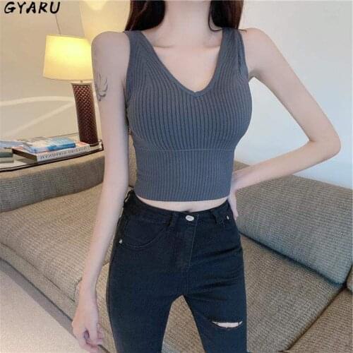 GYARU Yoga Bra Solid Color Outer Wear Vest Female V-Neck No Steel Ring Sexy Big Breasts Wild Beauty Back Sports Underwear