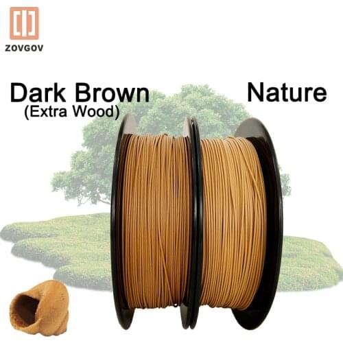 Wood Fiber PLA ZOVGOV Plastic 3D Printer Extruder Filament 1.75MM 800G Natural & Dark Brown Consumables FDM