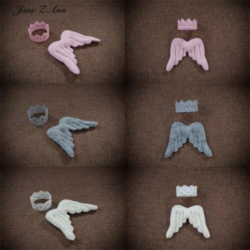 Jane Z Ann Newborn/100 days wool felt angel wing lace crown childrens photo tiara poses for a prop combination