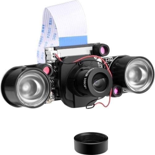 Raspberry pi Camera Day & Night Vision, IR-Cut Video Camera 1080p HD Webcam 5MP OV5647 Sensor for Raspberry Pi RPi 4 3 B B