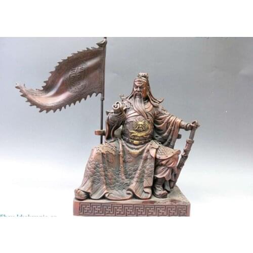 China bronze sculpture red copper Martial god of wealth guan gong buddha Statue