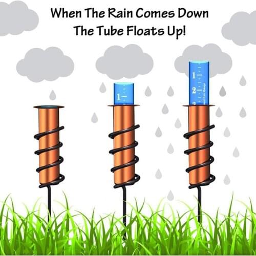 Copper Rain Gauge with Stake Floating Copper Rain Gauge High Accuracy Tube for Lawn Garden Outdoors JDH88