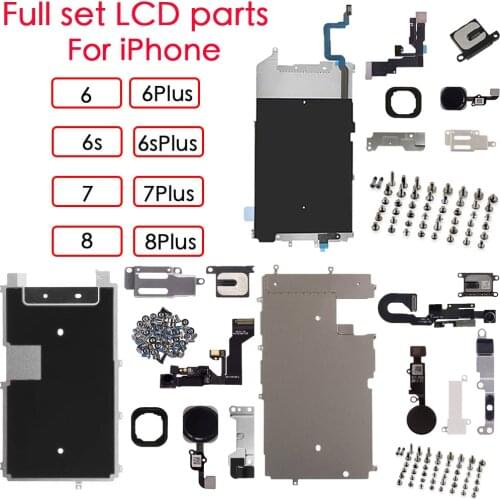 For iPhone 6 6P 6S 6SP 7 7P 8 8 Plu. full Screen LCD Metal Bracket Front Camera Flex Cable Small Parts with full set screws